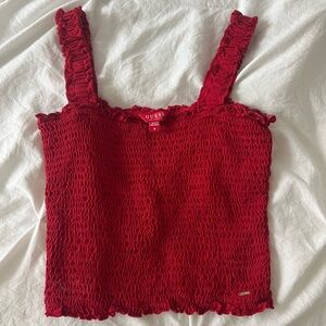 Guess Red Textured Tank Top